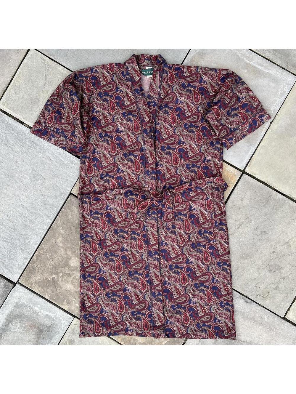 Vintage 90s Burgundy Paisley Robe Made in USA